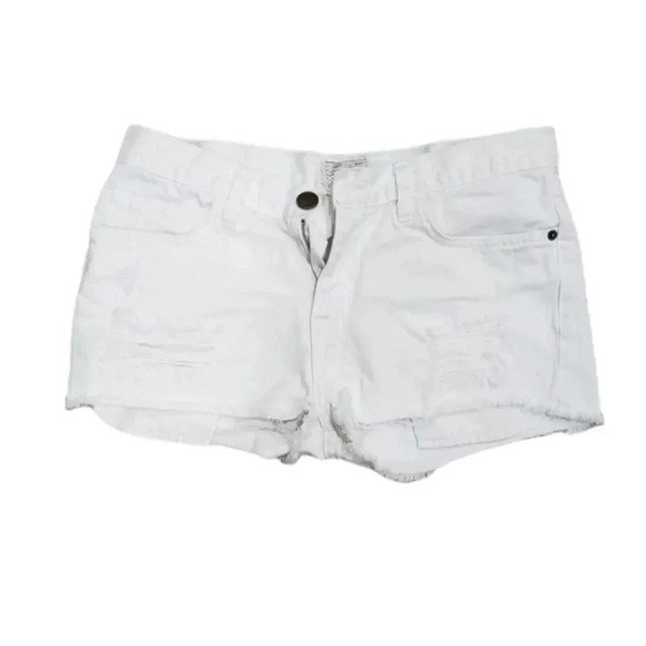 Current/Elliott Pants - Current/Elliott White Denim Distressed Jean Shorts 25